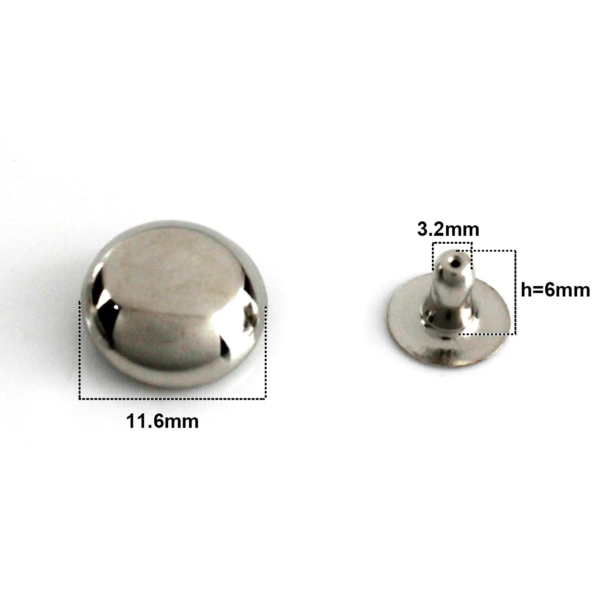 100sets Metal Dome Cap Rivets Mushroom Studs Round Rivet for Bag Clothing Garment Shoes Pet Collar Parts DIY Accessories