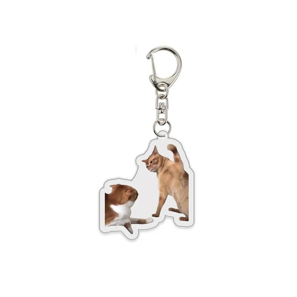 Sand Sculpture Texture Cartoon Cat Keychain Compact Size Lightweight Cat Head Keyring Cat Head Bag Pendant For Bag Accessory