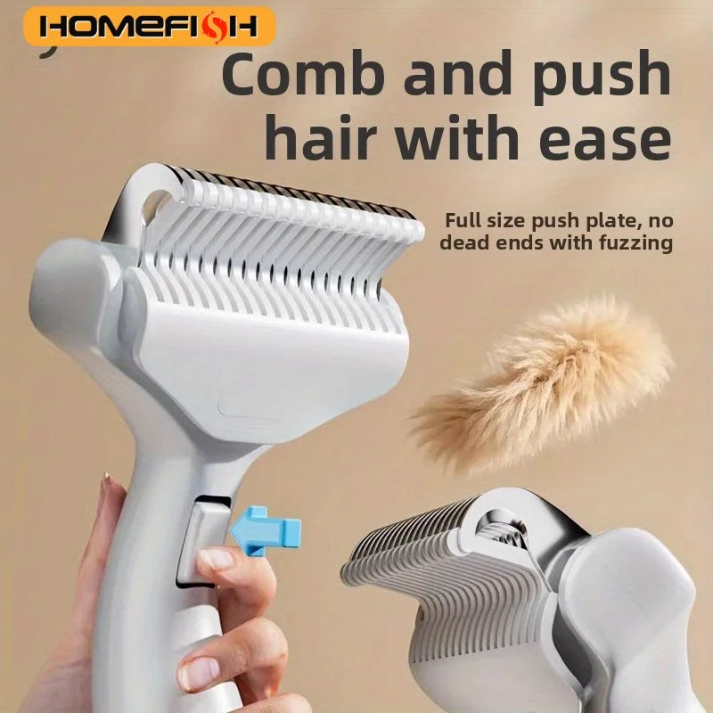 1PC Floating Stainless Steel Dog Hair Removal Brush for Long Hair Breeds Puppy Cat Comb Pet Grooming Products Curved Design