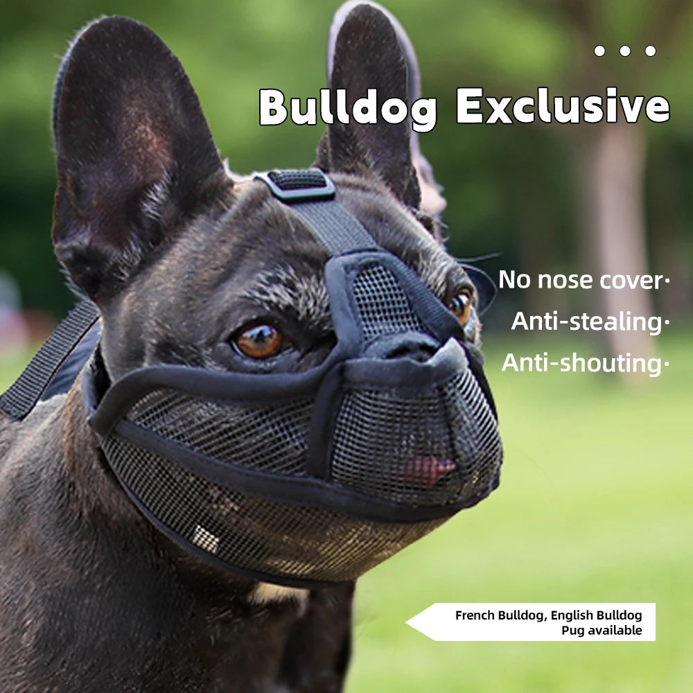 Short-Snouted Dog Muzzle Bulldogs Breathable Anti-Biting Walking Drinkable Short-Mouthed Dog Snout Cover Pet Products Shar Pei
