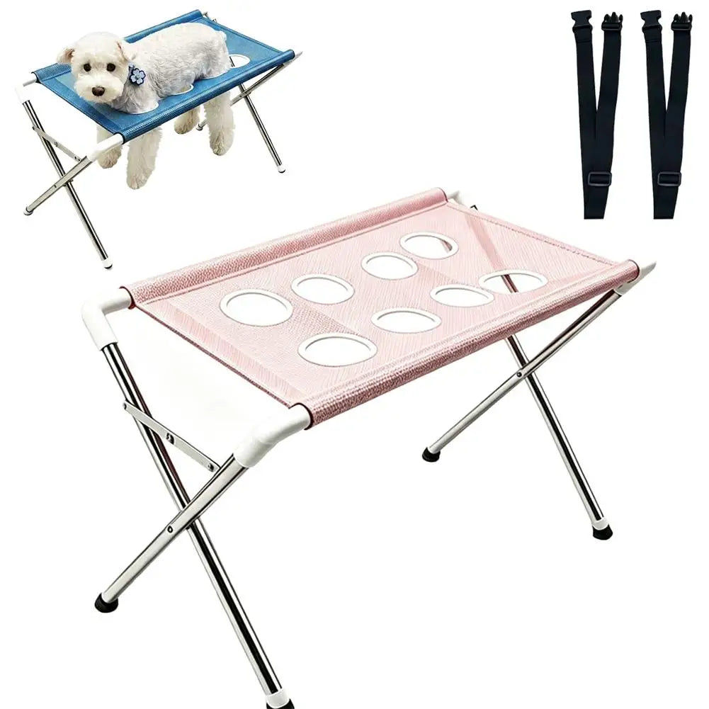 Pet Grooming Hammock Stand Foldable Dog Cat Nail Clipping Harness Stainless Steel Portable Breathable Mesh Grooming Care Tool