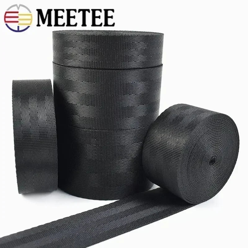 5/10M 20-50mm Black Polyester Webbing Band Backpack Strap Pet Collar Tape Belt Ribbon DIY Bag Garment Trim Sewing Accessory