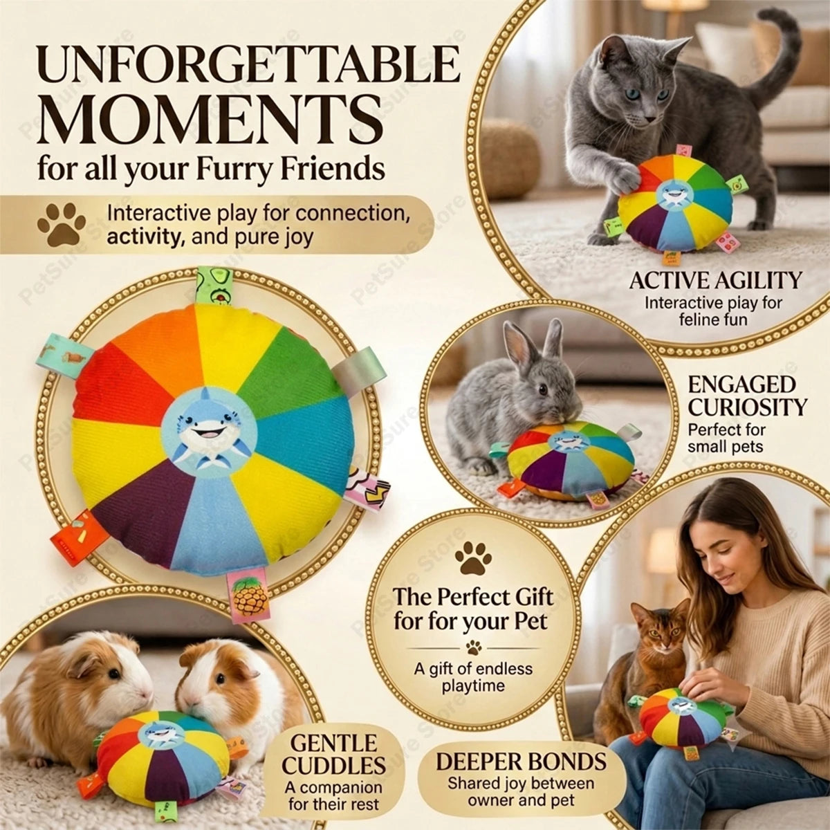  Dog Sounding Plush Toy Bell Cartoon Flying Toy Small Dog Teeth Grinding Toy Wear Resistant Bite Puppy Pet Product