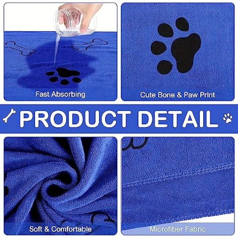 1pcs Quick-Drying Microfiber Dog Towel Absorbent Pet Bath Product Fiber Quick-drying Bath Towel Car Wiping Cloth Pet Supplies