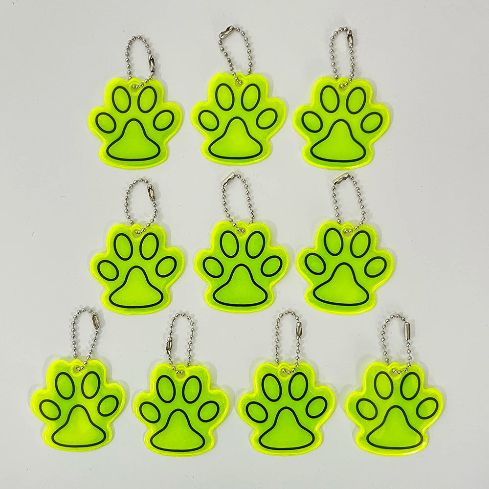 10PCS Cute Cat Paw Keychain Pet Double-sided Backpack Accessories Pendant