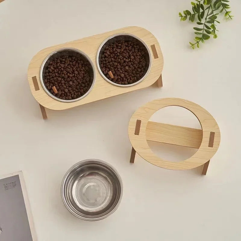 Pet Feeder Double Cat Food Bowl with Anti-Knockover Design Dog Water Feeding Container Cat Food Bowl Stander Pet Products
