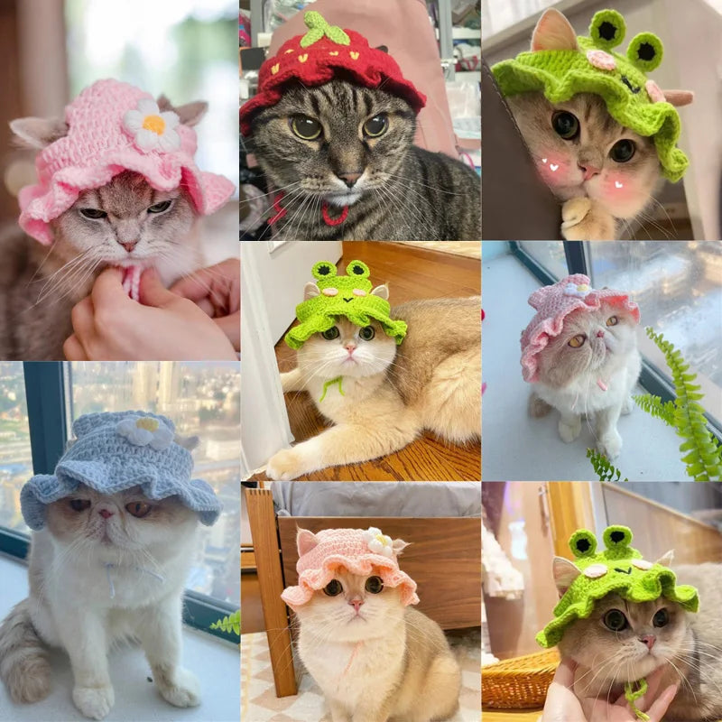 Cat Hat Elastic Cute Refined Pet Hat Puppy Kittens Knitted Hat Party Photo Shoot Props Decoration Cat Accessories