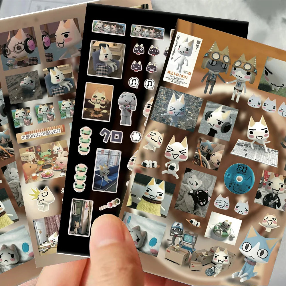 8PCS Cartoon Doro Cat Cute Stickers Inoue Toro Sticker Luggage Suitcase Skateboard Phone Hand Account Graffiti Decals Gift Toy