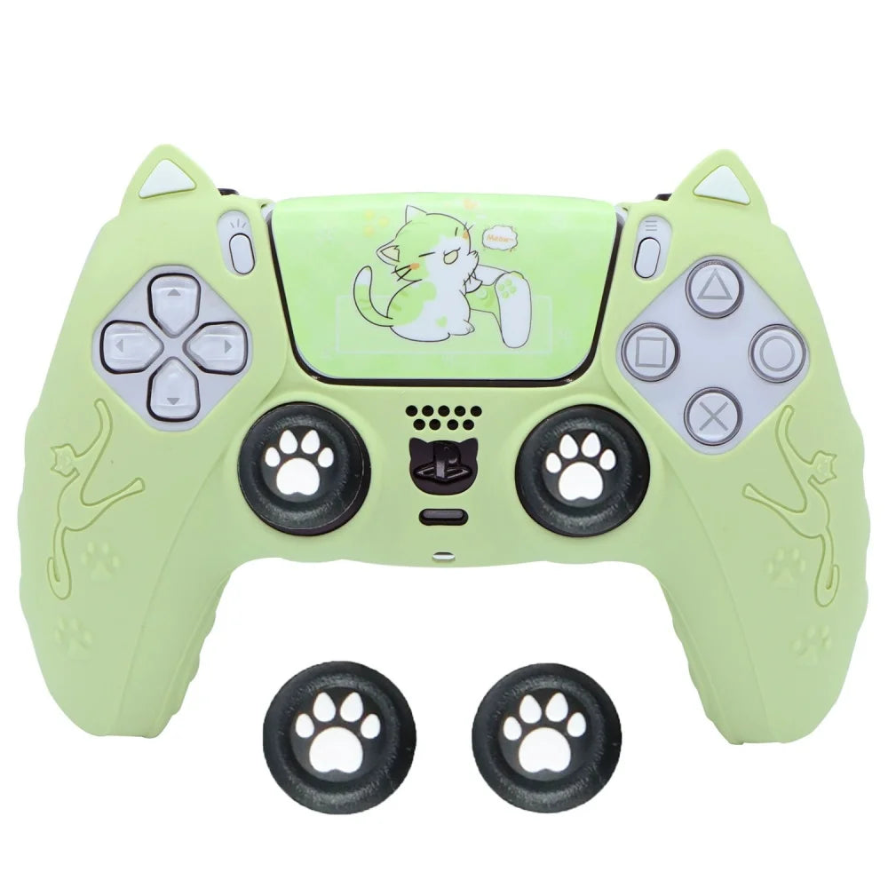 Lovely Cat Silicone Soft Protector Sticker Skin For Playstation 5 PS5 Controller Case Thumb Stick Grip Cap Cover Silicone case