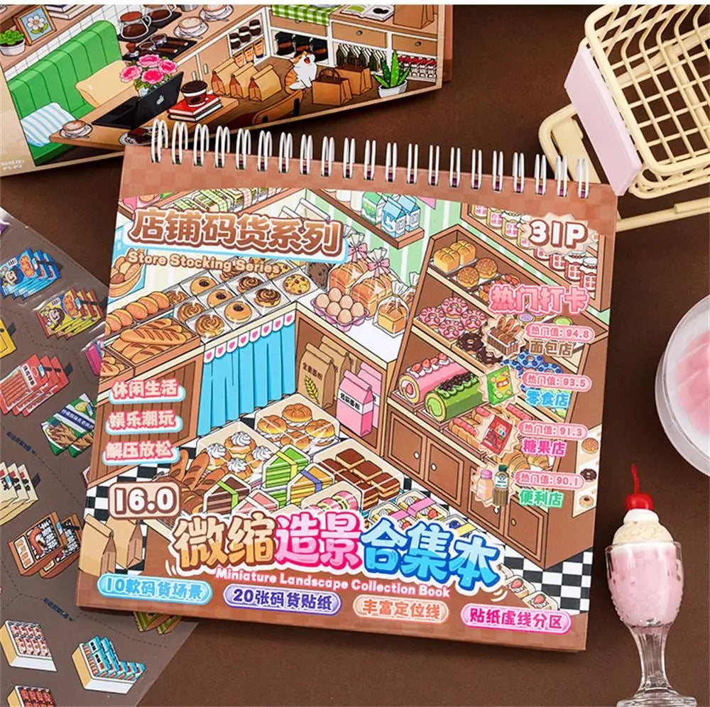Kawaii Supermarket products 3D home furnishings Landscape Sticker book DIY Pocket Cabin Scene festival gift