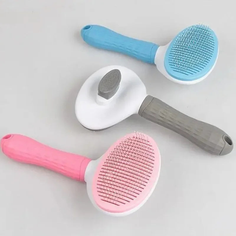 Stainless Steel Pet Hair Brush Deshedding Tool for Dogs Cats Long Hair Grooming Comb Cleaning Accessories Self Cleaning