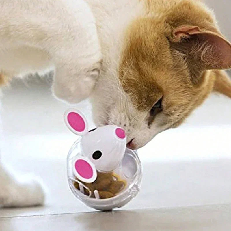 Mouse tumbler leaks food ball pet cat dog leaks food device dog cat interactive play toys cat toys.