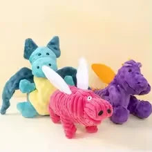 Cartoon Dragon Pet Dog Toys Dot Texture Plush Squeaky Chew Toy Limbs Design Bite‑Resistant Stress Relief Interactive Play Toy