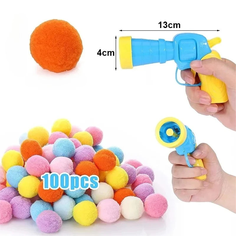Cat Toys Interactive Launch Training Toy For Pet Kitten Creative Mini Shooting Gun Games Stretch Plush Ball Toys Pet Supplies