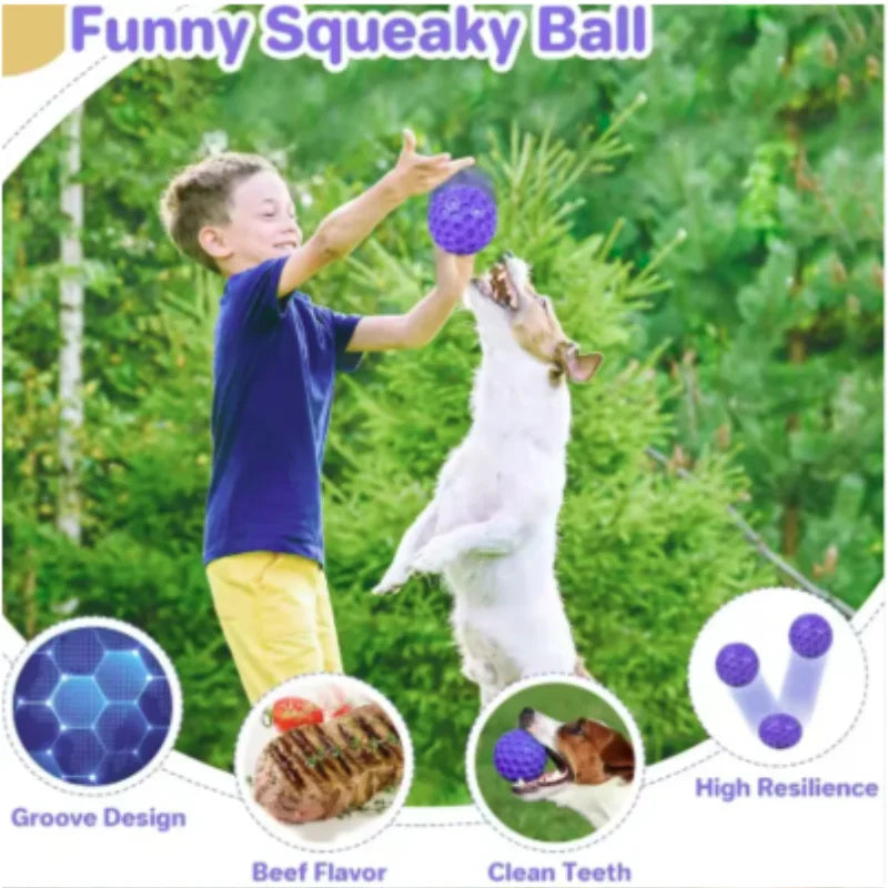 New Dog Toys Bite Resistant Interactive Throwing Sound Honeycomb Balls Natural Rubber Teething Clean Teeth Toys Pet Products