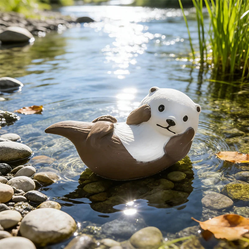 Oenux Cute Pet Model Frog Lizard Pig Hen Rabbit Shiba Inu Hamster Squirrel Otter Animals Figurine PVC Miniature Home Decor Kids
