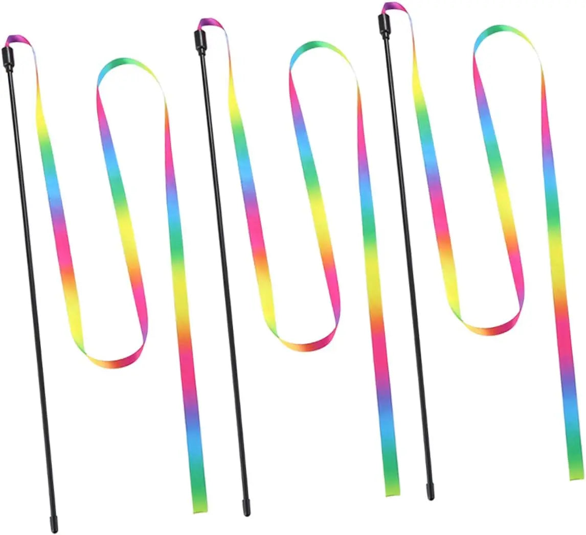 1pc Interactive Cat Toy Cute Funny Rainbow Strips Stick Cat Teaser Wand Pet Toys for Cats Toys Cat Supplies Pet Products