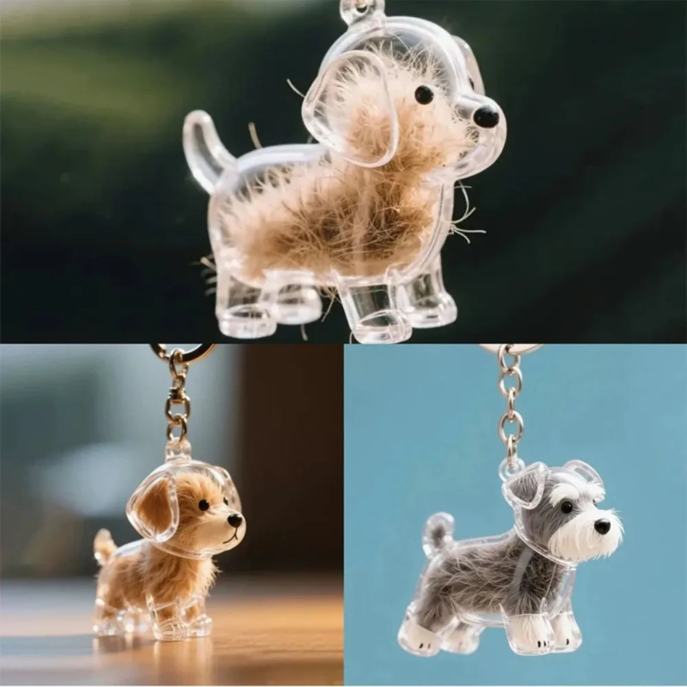 Dog Hair Storage Pendant Cute Keychain Bag Pendant Couple Car Key Chains Jewelry Souvenir Collection Gift Decoration Accessories
