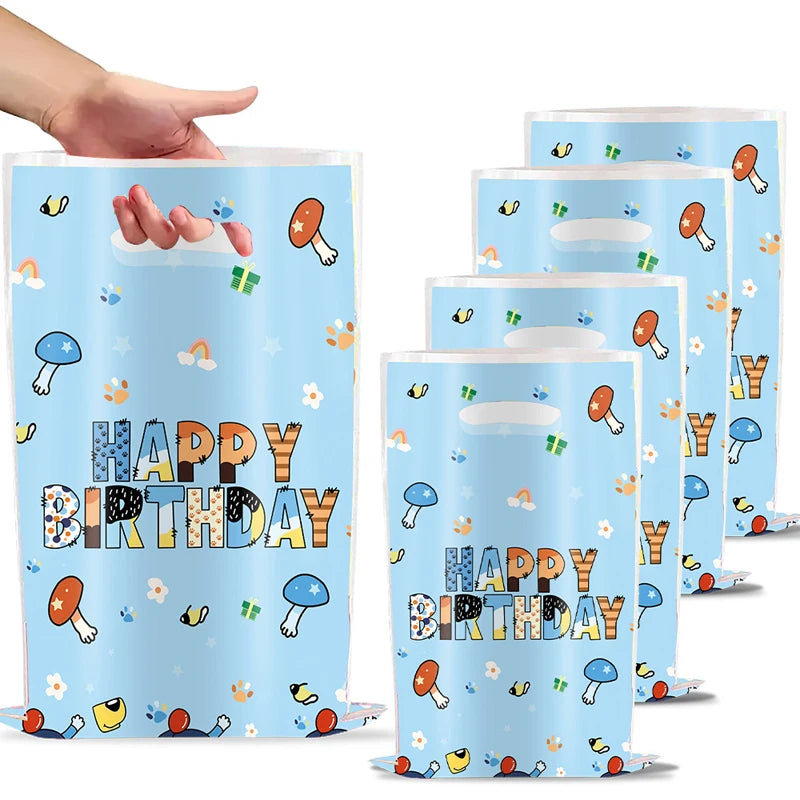 New Cartoon Cute Dog Birthday Party Decoration Kit Blue Dogs Theme Happy Birthday Plates Napkins Cups Tableware Supplies For Kid