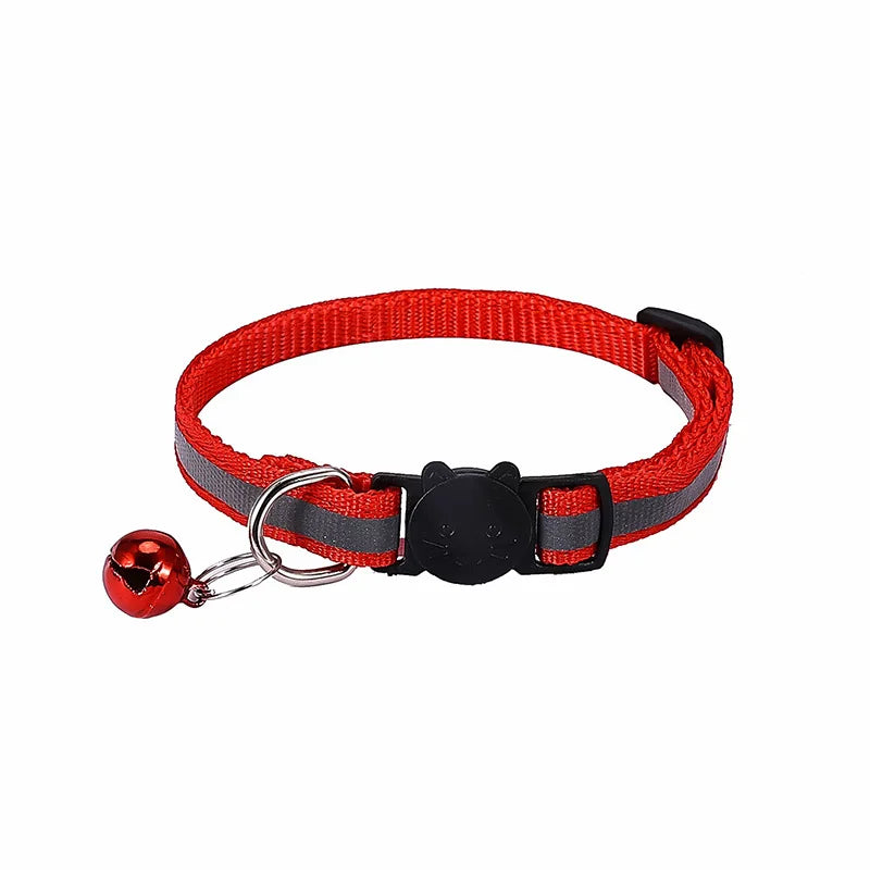 Reflective Breakaway Cat Collar Neck Ring Necklace Newborn Puppy Dog ID Collar Colorful Bell Collar for Cats Pet Kitten Products