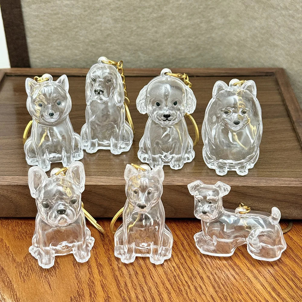 Memory Keychain Creative Cute Dog Keychain Transparent Capsule Pendant Playful Dog Hair Storage Box For Keychains Backpack