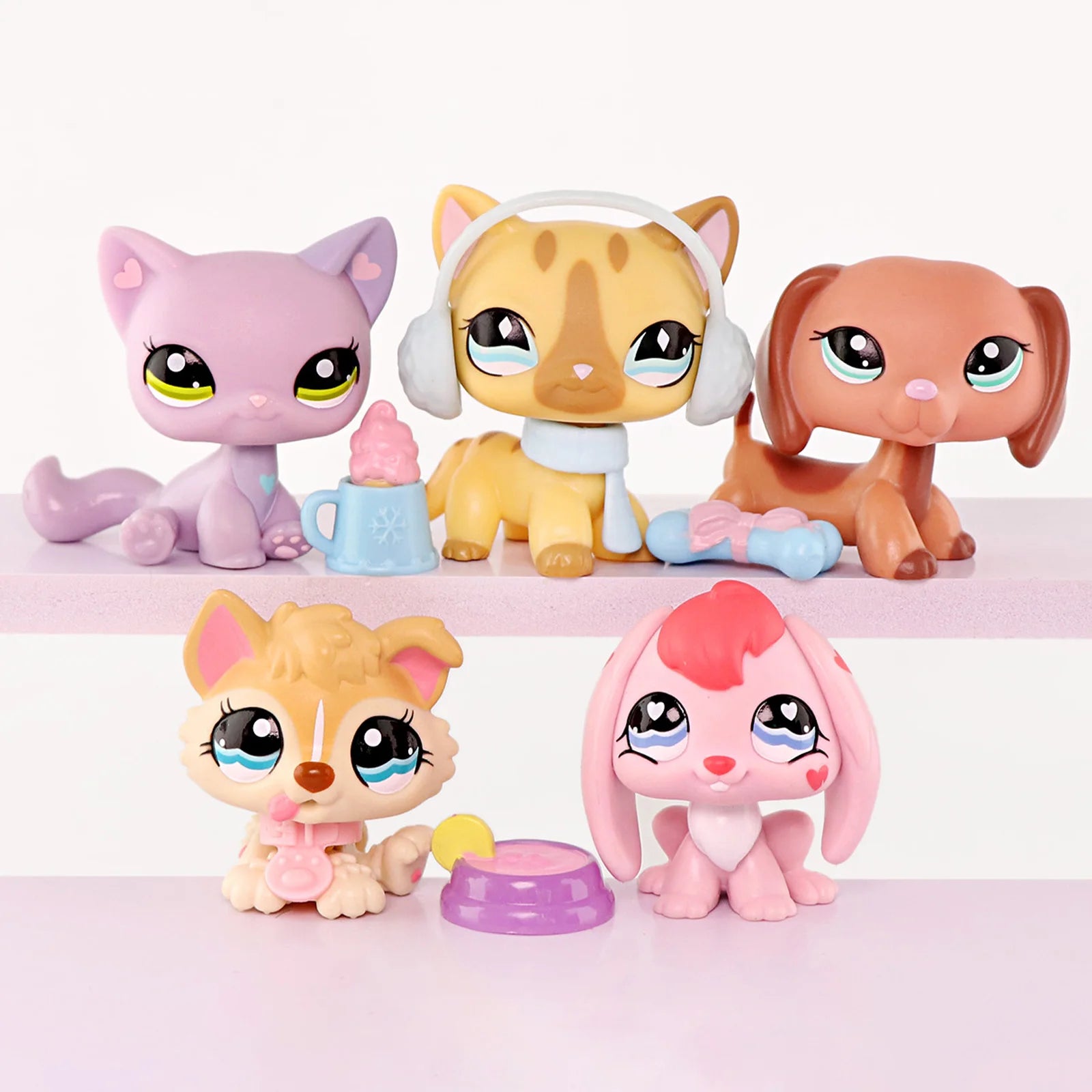 LPS Minilpsshop Rare Pet Shop Bobble Head Toy Cute Great Dane Collie Dachshund Dog Spaniel Puppy Pets for Kids