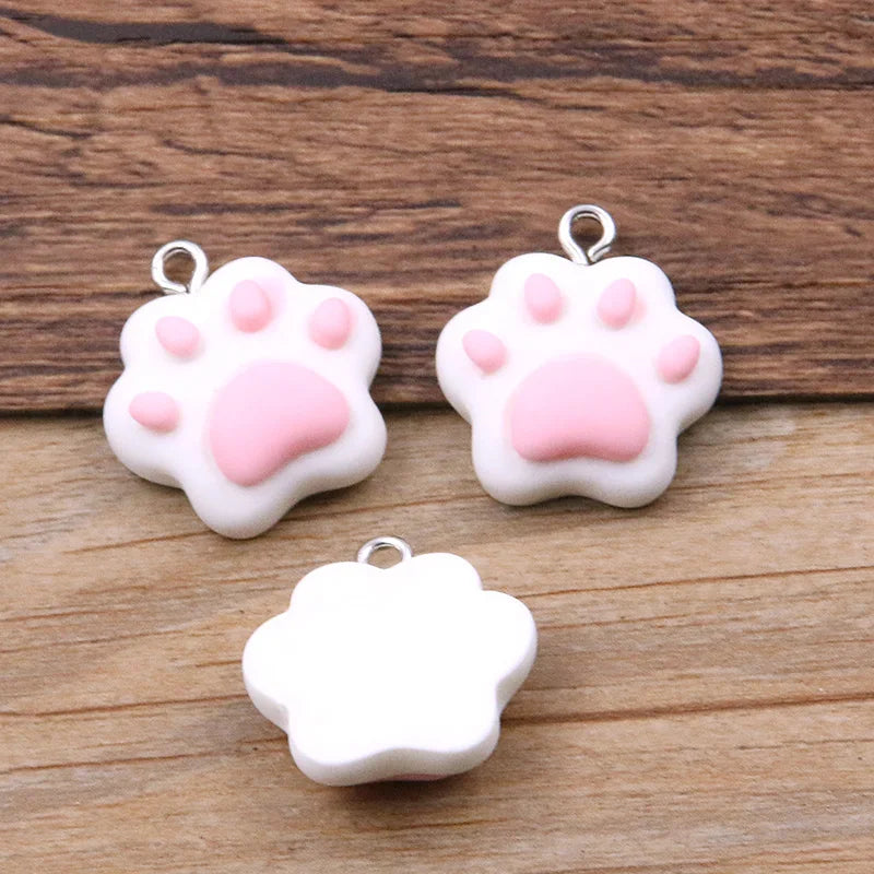 10PCS 20X22mm 7 Color Cat Claw Resin Charms DIY Cartoon Animal Earring Pet Choker Pendants Jewelry Accessory Make