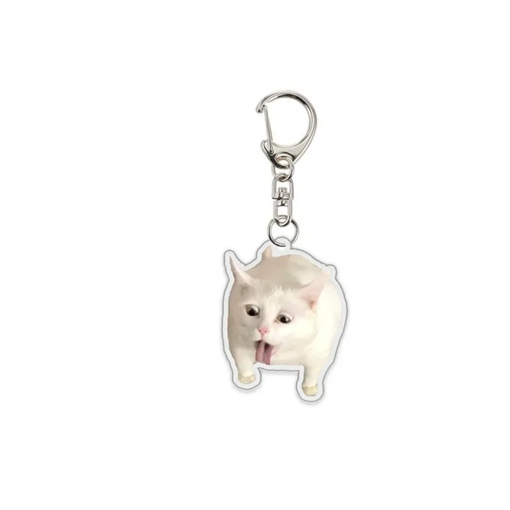 Sand Sculpture Texture Cartoon Cat Keychain Compact Size Lightweight Cat Head Keyring Cat Head Bag Pendant For Bag Accessory