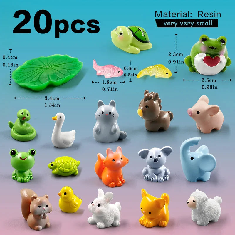 20Pcs Christmas Capybara Flamingo Toucan Pelican Fox Rabbit Pig Cat Frog Figurine Miniature Fairy Garden Decoration Accessories