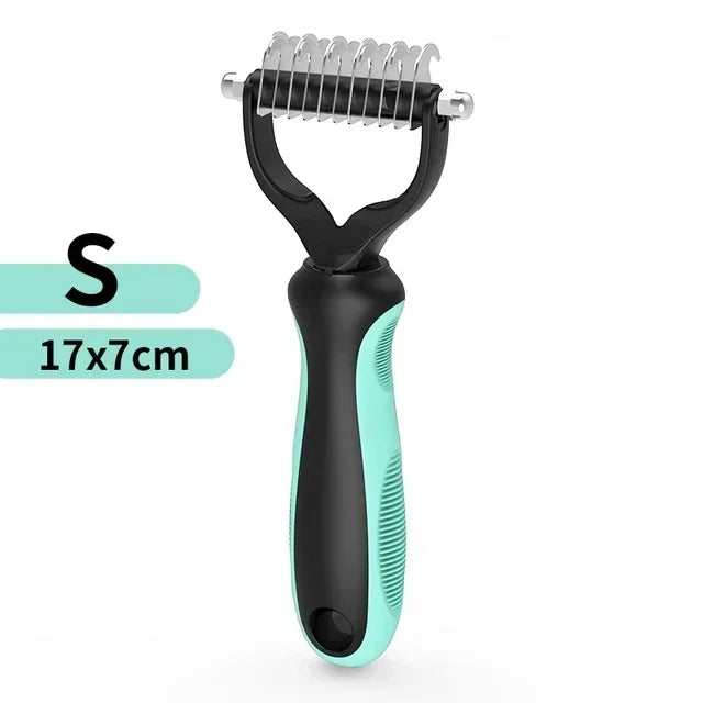 Cat Hair Removal Comb, Double Sided Stainless Steel Pet Grooming Brush for Dogs Cats, Removes Tangles Shedding Pet Accessories