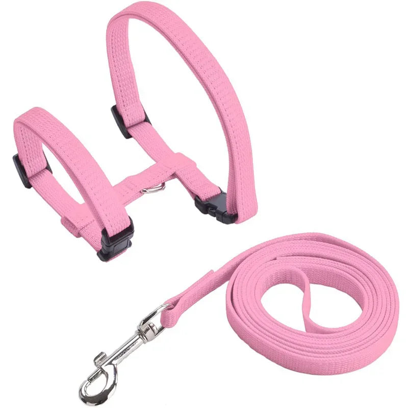 Kitten Cat Harness Leash Set Walking Escape Proof Adjustable Nylon Halter Collar Harness for Cats Puppy Rabbit Pet Accessories