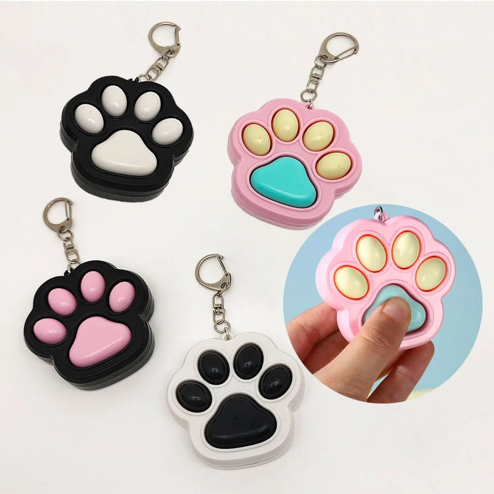 Cartoon Kawaii Cat Claw Button Decompression Toy Key Ring Pendant Cute Couple Car Bag Pendant Creative Keychain