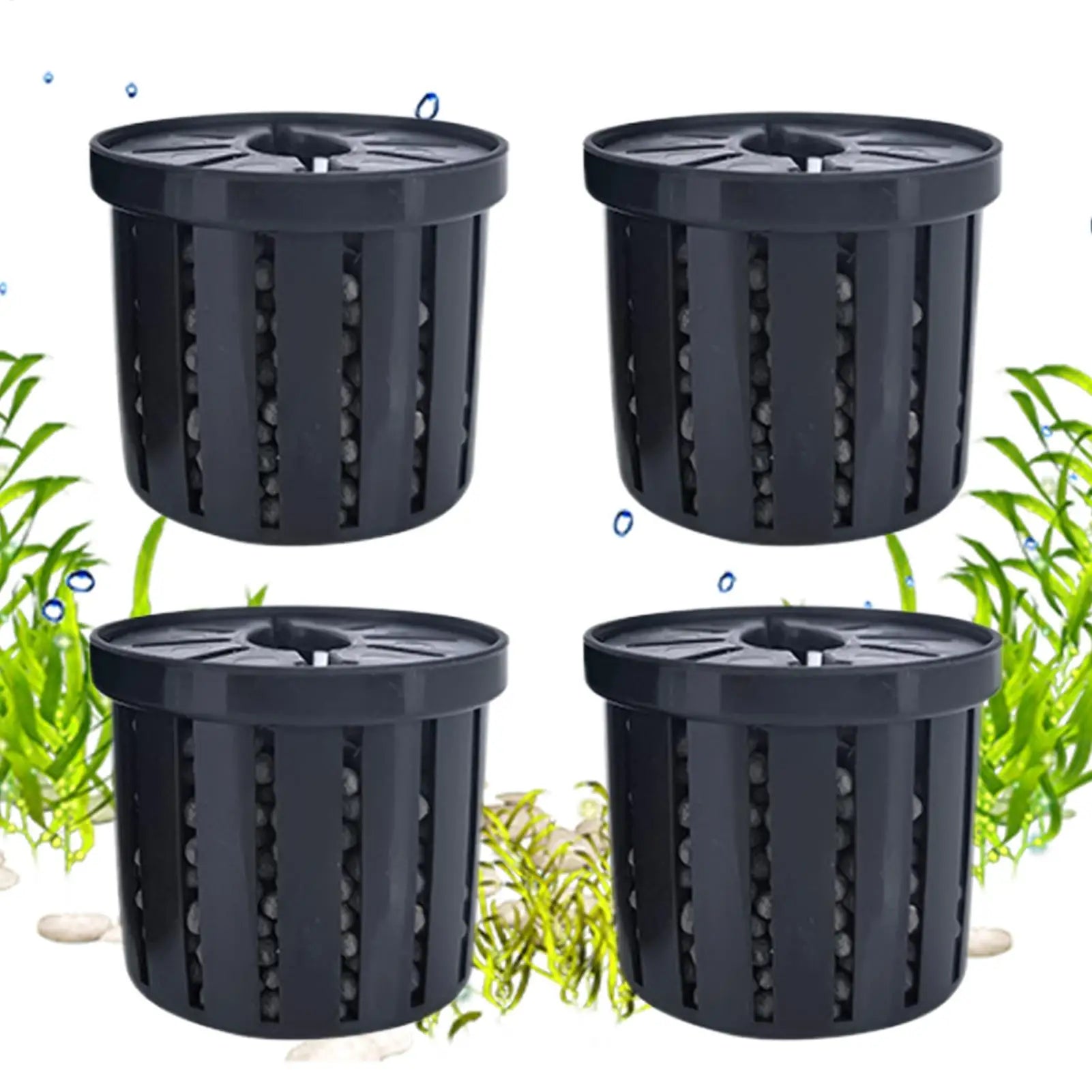 4pcs Pet Fish Tank Decorations Accessories Aquarium Plant Stand Stable Fish Tank Net Cup Hydroponic Plant Storage Fixed Basket
