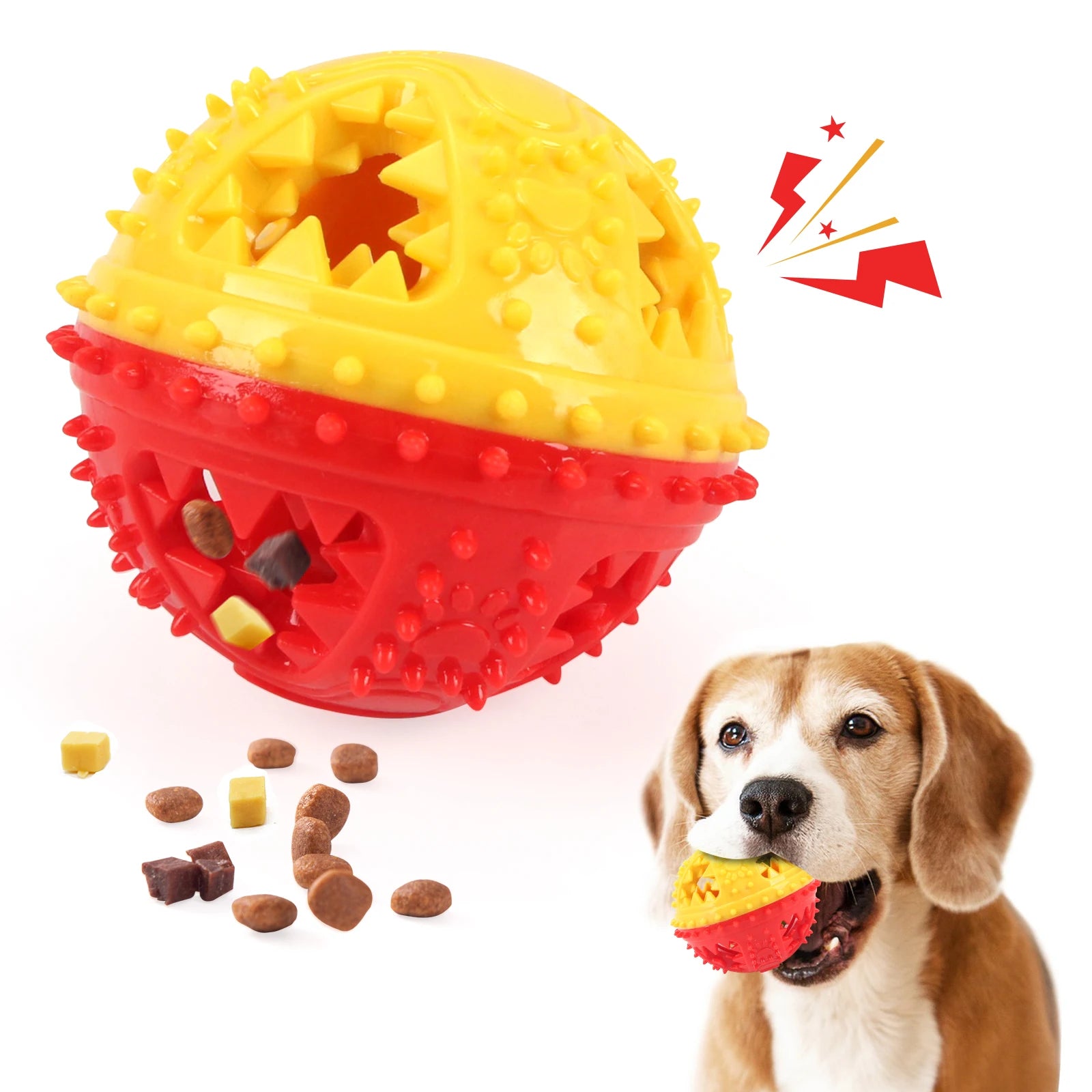 Dog Chew Toys Leaking Food Balls Grinding Teeth Sound Ball Toys Anti Bite Interactive Training Cleaning Teeth Toys Pet Products