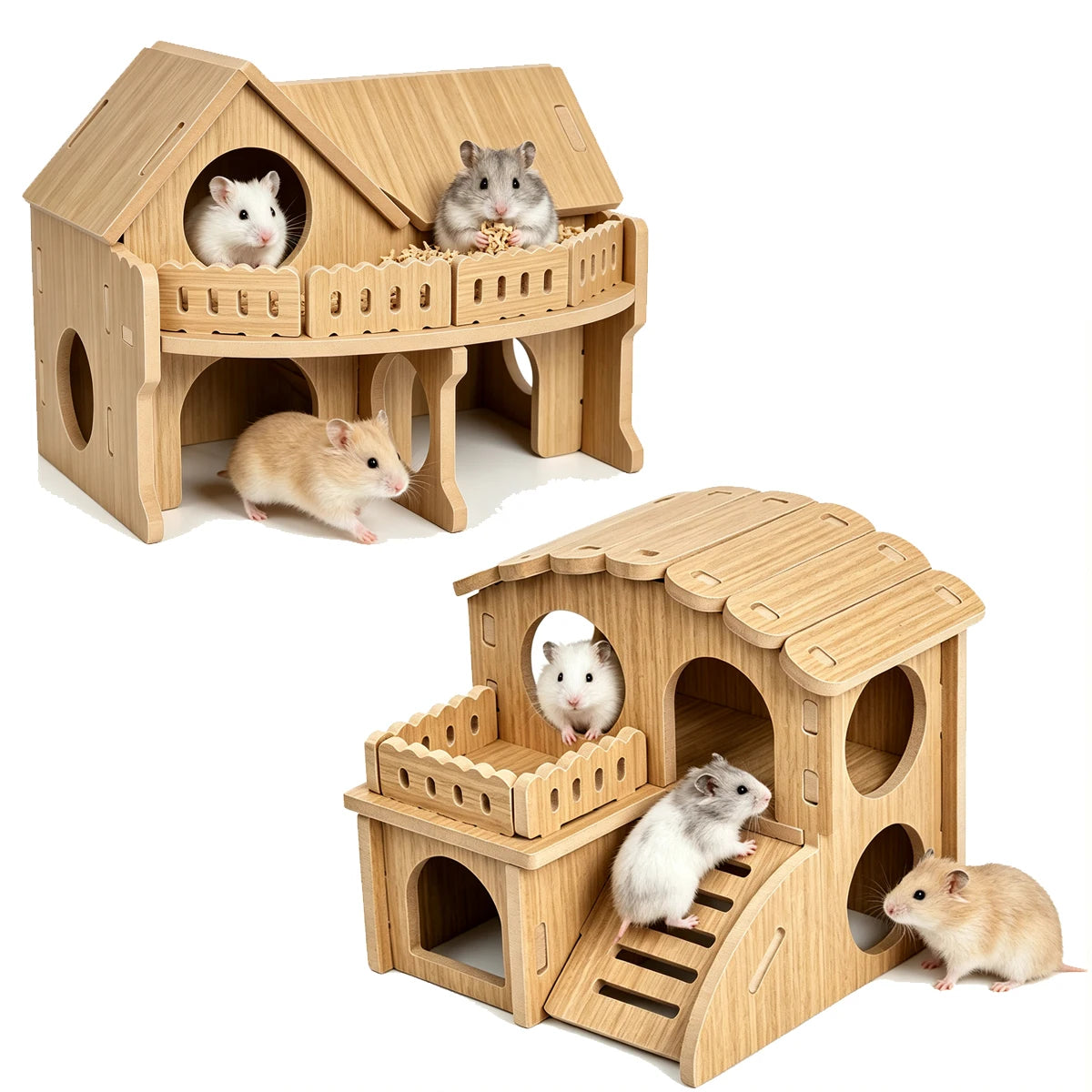 Wooden Hamster Villa Cabin Easy to Install Cage Accessories Large House Toys Golden Mouse Pet Pets Supplies Guinea Pig Hideout