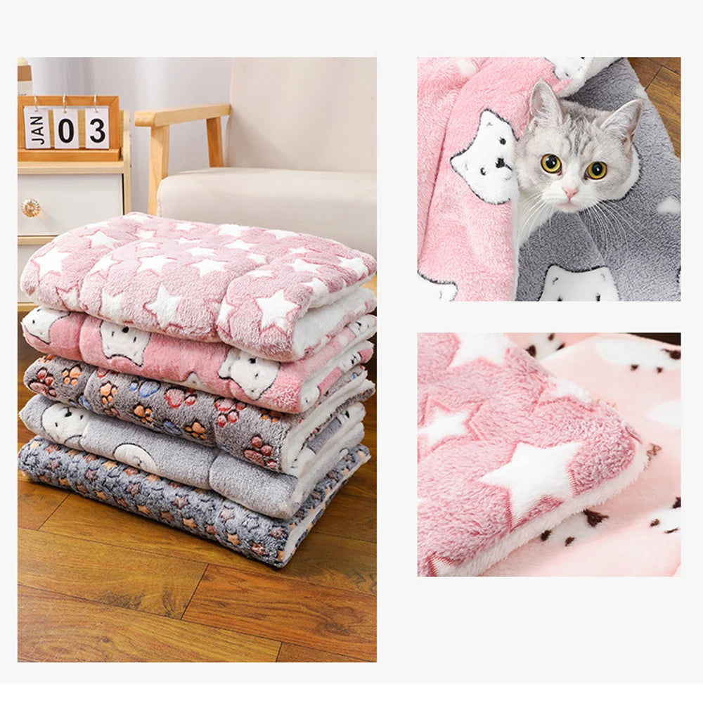 Cute Small Dog Mat Double-sided Use Winter Warm Medium Cat Sofa Blanket Skin-friendly Puppy Bed Cushion Pet Bed Accessories