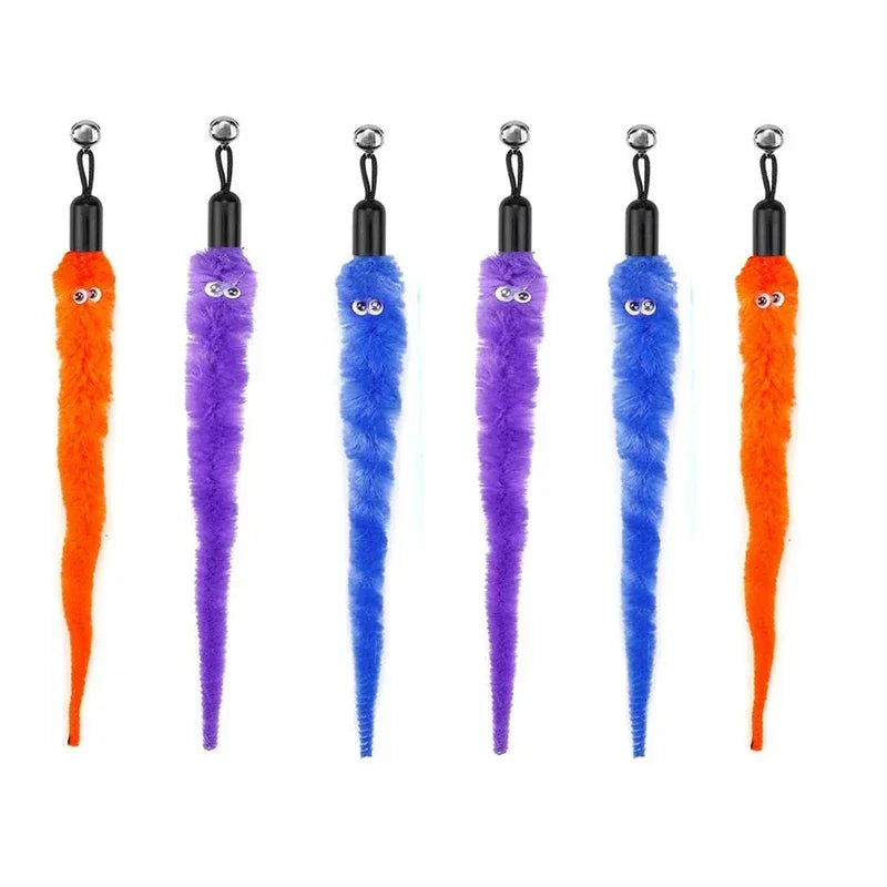 Cat Feather Toy Accessories False Birds Worm Toy with Bell Kitten Cat Toys Interactive Replacement Refill Foam Ball Training