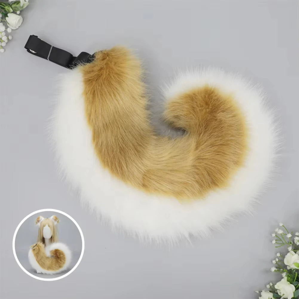 Women Furry Plush Dog Ears Headband Tail Set Halloween Christmas Cosplay Cute Pet Role Play Akita Folded Droopy Ears Hot New