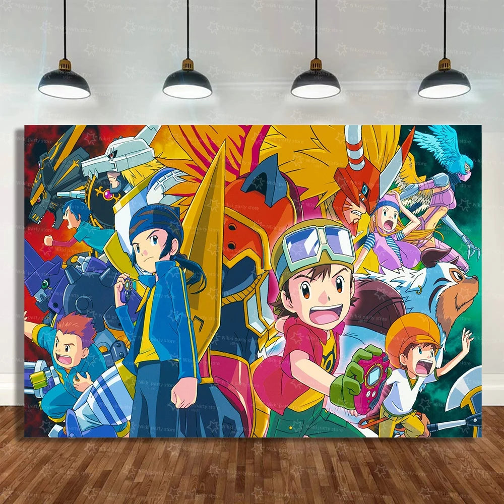 Digimon Birthday Decoration Cartoon Pet Party Favors Balloons Backdrop Banner Cake Decoration Baby Shower Supplies Gifts Toys