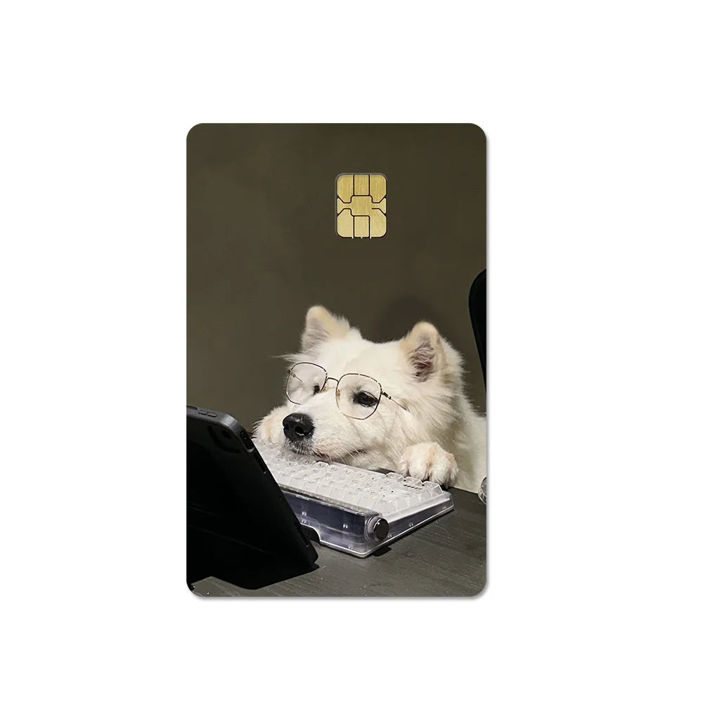 Cute Pet Puppy Kitten Lamb Credit Debit Card Sticker Bread Dog Bus Pass DIY Waterproof Small Chip Film Sticker Decoration Gift