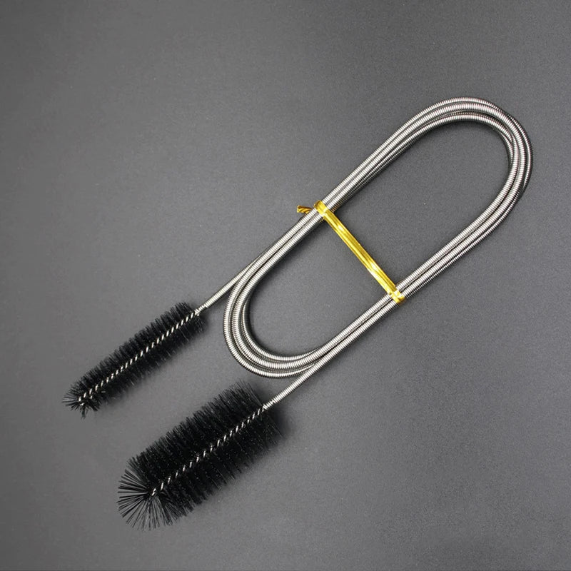 Aquarium Cleaning Brush for Water Hose Lily Pipe Air Tube Stainless Steel Flexible Bent Tube Double Head Brush Fish Tank Cleaner