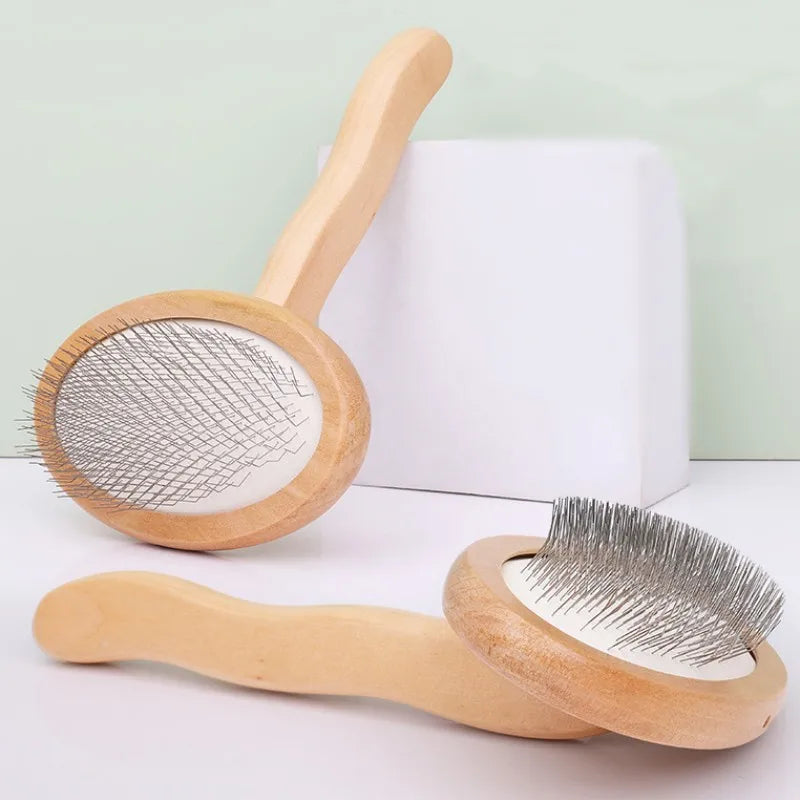 Dog Comb Wooden Handle Dog Brush Pet Grooming Comfortable Handle Combs for Cats Hair Knot Opening Dogs Hair Remover Pet Products