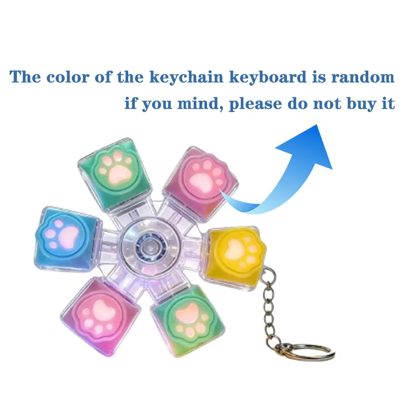 Cat Paw Keycap Keychain Mechanical Keyboard Fidget Spinner Stress Relief Toy Soft Cute Keyring for Office Desk Anxiety Gift