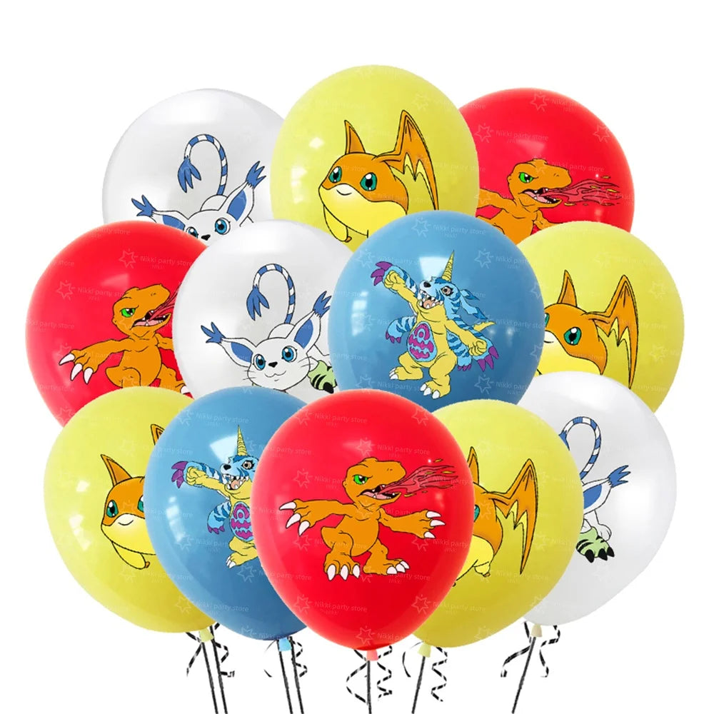Digimon Birthday Decoration Cartoon Pet Party Favors Balloons Backdrop Banner Cake Decoration Baby Shower Supplies Gifts Toys
