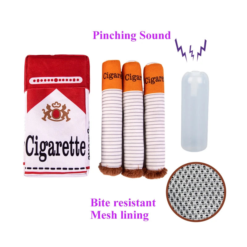 Cigarettes Dog Toy Imitation Cigar Chew Toy Interactive Plush Dog Chew Toy Funny Stuffed Dog Toys Novelty for Chewing Teething
