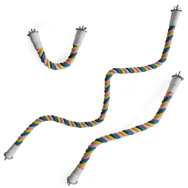 1PC Pet Bird Bite Toy Parrot Color Cotton Rope Toys Elastic Parrot Climbing Toys Sturdy Bird Swing rope Pet Cage Toy Swing Stand