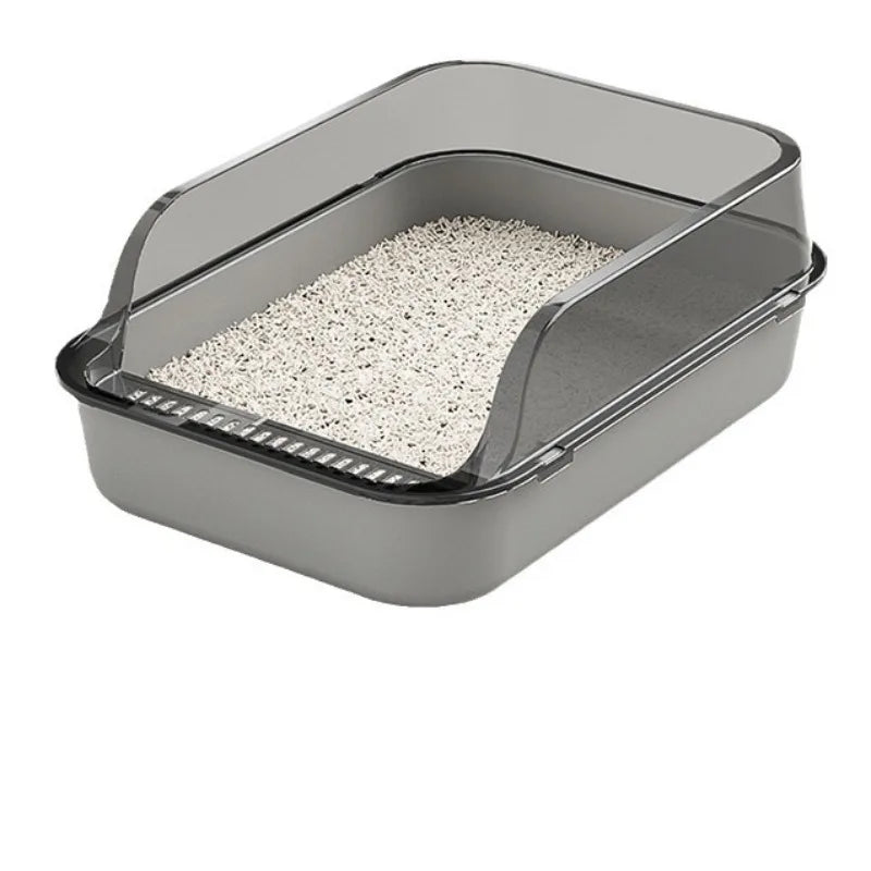 Cat litter box with high fence, semi-enclosed cat toilet, splash-proof pet product for pets outside.