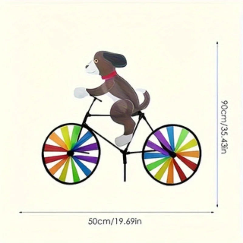 1PC Animal Wind Spinner-Cartoon Dog Riding Bicycle Design-Suitable for Yard,Lawn-Playful Outdoor Windmill Toy,Yard Decoration