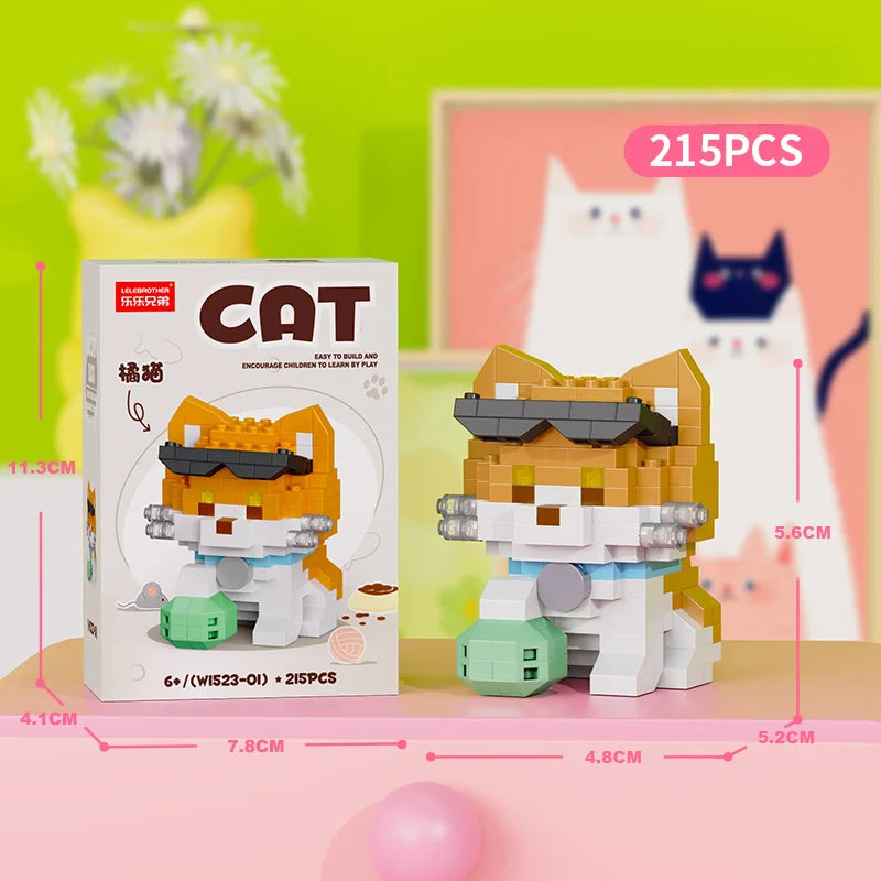 Cute Pastoral Teddy Dog Pet Building Blocks Micro-Granular Ornament Children's Toy Gifts New Product Cat And Dog Themed