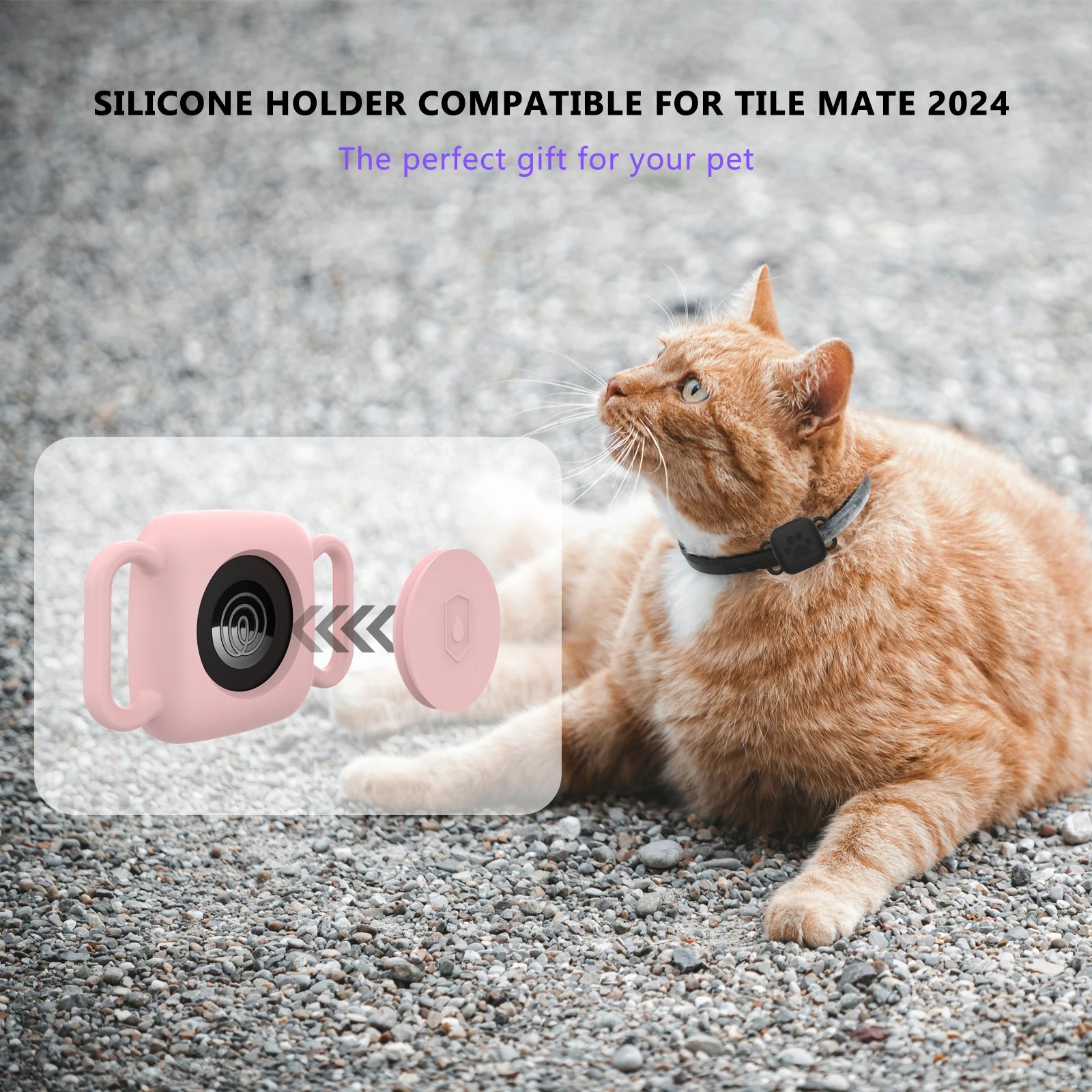 Silicone Case Dog Collar Holder for Tile Mate 2024, Scratch Resistant, Lightweight and Anti-Lost Tracker Cover Accessory for Pet